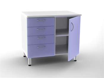 DOUBLE BASE UNIT 4 drawers + 1 door with 2 shelves - any colour
