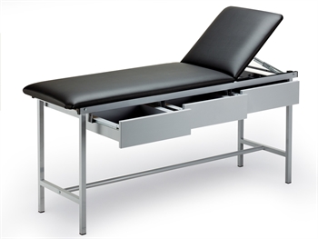 GREY PAINTED EXAMINATION COUCH WITH 3 DRAWERS