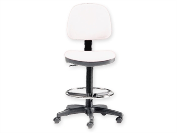 STOOL with backrest and ring - white