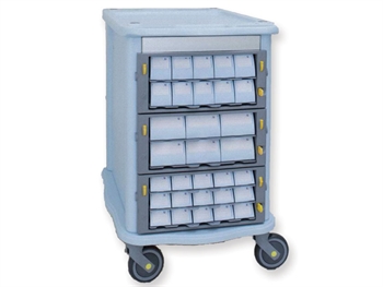 DOUBLE FACE PHARMACY TROLLEY - 62 small drawers