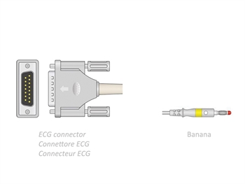 ECG PATIENT CABLE 2.2 m - banana - compatible Bionet, Spengler, others