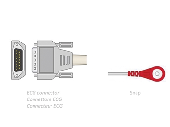 ECG PATIENT CABLE 2.2 m - snap - compatible Biocare, Edan, Nihon, others