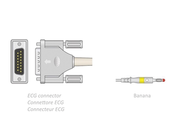 ECG PATIENT CABLE 2.2 m - banana - compatible Camina, Colson, ST, others