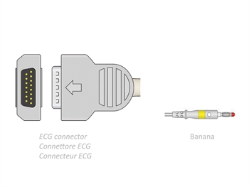 ECG PATIENT CABLE 2.2 m - banana - compatible GE Marquette
