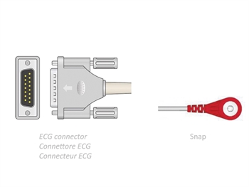 ECG PATIENT CABLE 3.5 m - snap - compatible Camina, Colson, ST, others